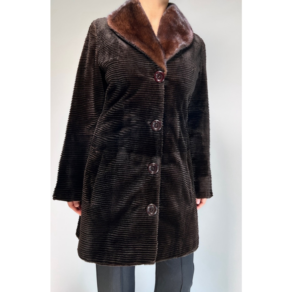 Michael Kors Womans Coat Mink Fut Genuine Brown Coat Size M - Picture 4 of 16